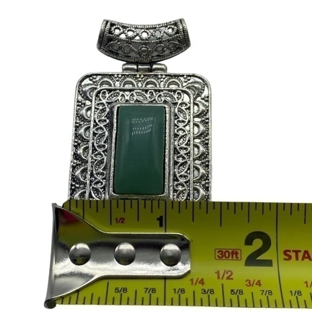 Green Adventurine Gemstone Sterling Silver 925 Pendant 2 5/8in